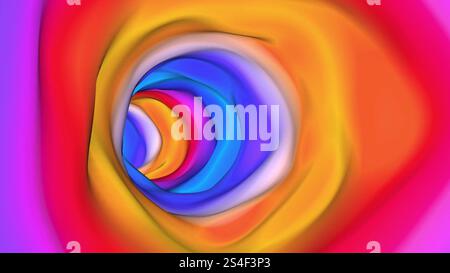 Rainbow color Endless tunnel colorato rendering 3d. Foto Stock