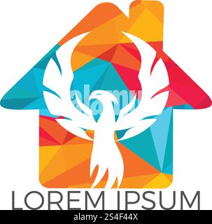 Logo Phoenix Home Design. Modello di design del logo immobiliare e di costruzione. Illustrazione Vettoriale