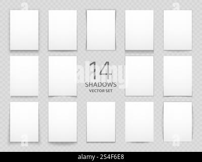 Schede di carta con diverse ombre trasparenti isolate. Set di ombre vettoriali grandi per la progettazione multiuso. Illustrazione grafica ombreggiata della scheda di carta. Schede di carta con diverse ombre trasparenti isolate. Set di ombre vettoriali grandi per la progettazione multiuso Illustrazione Vettoriale
