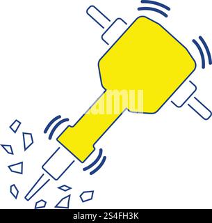 Icona della costruzione jackhammer. Linea sottile design. Illustrazione Vettoriale. Illustrazione Vettoriale