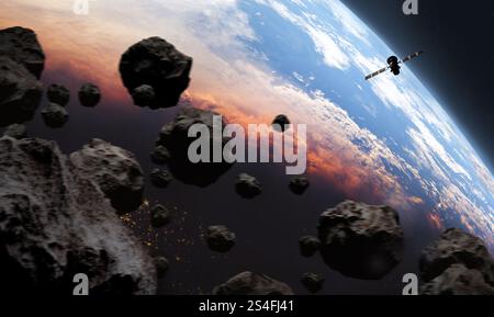 Messa a terra, illustrazione 3D. Elementi di questa immagine forniti dalla NASA Foto Stock