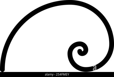 Spirale sezione dorata Golden ratio proporzione Fibonacci icona a spirale di colore nero illustrazione vettoriale stile piatto semplice immagine Illustrazione Vettoriale