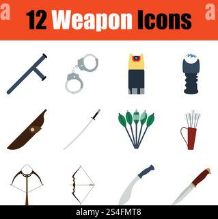 Set di icone di arma. Full Color design. Illustrazione Vettoriale. Illustrazione Vettoriale