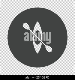 I kayak e pagaia icona. Sottrarre il design stencil sulla griglia tranparency. Illustrazione Vettoriale. Illustrazione Vettoriale