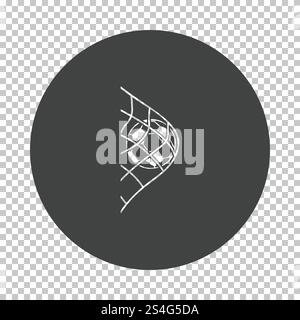 Pallone da calcio in gate icona net. Sottrarre il design stencil sulla griglia tranparency. Illustrazione Vettoriale. Illustrazione Vettoriale
