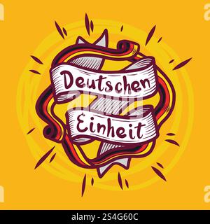 Deutschen einheit Concept background. Illustrazione disegnata a mano del concetto vettoriale deutschen einheit per il web design. Deutschen einheit Concept background, stile disegnato a mano Illustrazione Vettoriale