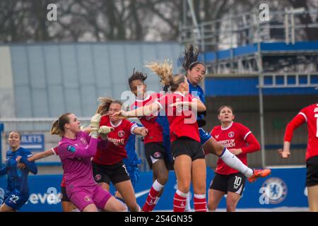 Kingston, Regno Unito. 12 gennaio 2025. Mayra Ramirez (7 Chelsea) in azione durante la partita di Adobe Womens fa Cup tra Chelsea e Charlton Athletic a Kingsmeadow. (Tom Phillips/SPP) credito: Foto SPP Sport Press. /Alamy Live News Foto Stock