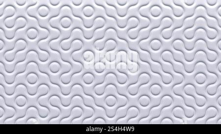 Forme d'onda bianche con pattern 3D. Luce e ombra. Pannello decorativo a parete. Rendering. Foto Stock