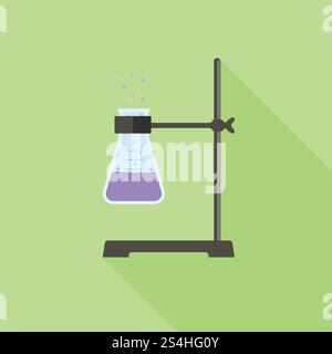 Provetta per analisi sull'icona del supporto. Illustrazione piatta della provetta sull'icona del vettore del supporto per la progettazione del nastro. Provetta per analisi sull'icona del supporto, tipo piatto Illustrazione Vettoriale