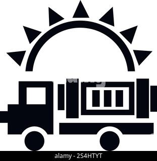 Icona autocarro a energia solare. Semplice illustrazione dell'icona vettoriale di un autocarro a energia solare per la progettazione Web isolata su sfondo bianco. Icona di un camion a energia solare, stile semplice Illustrazione Vettoriale