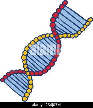 Icona struttura DNA. Illustrazione disegnata a mano dell'icona del vettore della struttura del dna per il web design. Icona della struttura del DNA, stile disegnato a mano Illustrazione Vettoriale