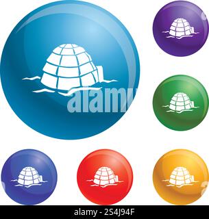Le icone Igloo impostano il vettore a 6 colori isolato su sfondo bianco. Icone gloo Imposta vettore Illustrazione Vettoriale