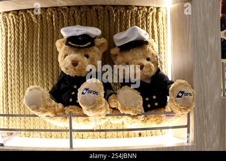 Vista generale della merce di peluche del DFDS Ferry a bordo del traghetto da Newhaven a Dieppe sulla costa meridionale del Regno Unito. Foto Stock