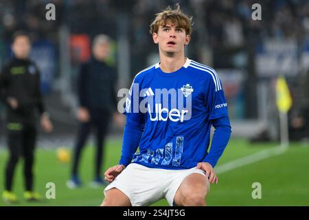 Roma, Italia, 10 gennaio 2025: Nico Paz di Como 1907 durante la partita di serie A tra SS Lazio e Como 1907 allo Stadio Olimpico Roma Italia il 10 gennaio Foto Stock