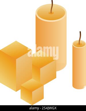 Icona candela di cera. Isometrico dell'icona vettoriale della candela di cera per il web design isolato su sfondo bianco. Icona della candela di cera, stile isometrico Illustrazione Vettoriale