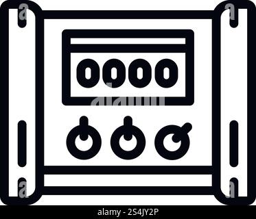 Icona del microcontrollore elettrico. Delineare l'icona vettoriale del microcontrollore elettrico per la progettazione Web isolata su sfondo bianco. Icona del microcontrollore elettrico, stile del contorno Illustrazione Vettoriale