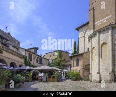 Piazza Saint Salvy con ristoranti, Albi, Departement Tarn, Francia, Europa Foto Stock