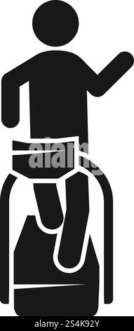 Icona tapis roulant uomo. Semplice illustrazione dell'icona vettoriale del tapis roulant MAN per il web design isolata su sfondo bianco. Icona del tapis roulant uomo, stile semplice Illustrazione Vettoriale