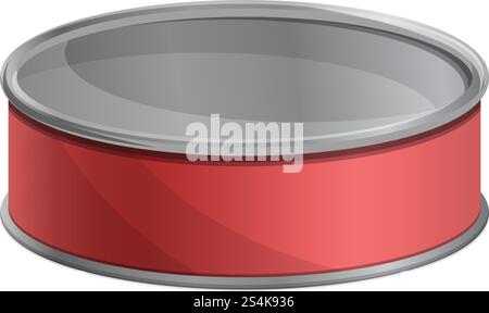 Icona della latta di tonno. Cartoni animati di latta di tonno, icona vettoriale per la progettazione a rete isolata su sfondo bianco. Icona della lattina di tonno, stile cartone animato Illustrazione Vettoriale