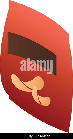 Icona della confezione di patatine rosse. Icona isometrica del vettore di pacchetti di chip rossi per la progettazione Web isolata su sfondo bianco. Icona della confezione di chip rosse, stile isometrico Illustrazione Vettoriale