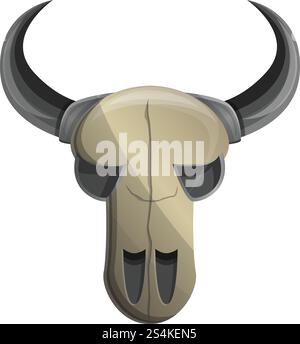 Icona cranio della mucca. Cartoni animati dell'icona vettoriale del cranio di mucca per il web design isolato su sfondo bianco. Icona del cranio della mucca, stile dei cartoni animati Illustrazione Vettoriale