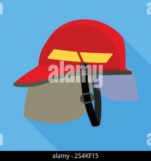 Icona elmetto da caccia antincendio. Immagine piatta dell'icona vettoriale del casco da caccia antincendio per il web design. Icona del casco da caccia antincendio, stile piatto Illustrazione Vettoriale