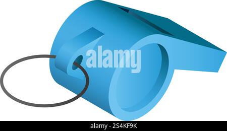 Icona fischietto blu. Icona vettoriale di fischietto blu isometrica per la progettazione Web isolata su sfondo bianco. Icona blu fischietto, stile isometrico Illustrazione Vettoriale