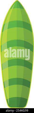 Icona della tavola da surf a righe verdi. Cartone animato con icona vettoriale della tavola da surf a strisce verdi per il web design isolato su sfondo bianco. Icona della tavola da surf a righe verdi, stile cartoni animati Illustrazione Vettoriale