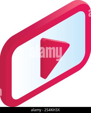 Icona di riproduzione video. Icona isometrica del vettore di riproduzione video per il web design isolata su sfondo bianco. Icona di riproduzione video, stile isometrico Illustrazione Vettoriale