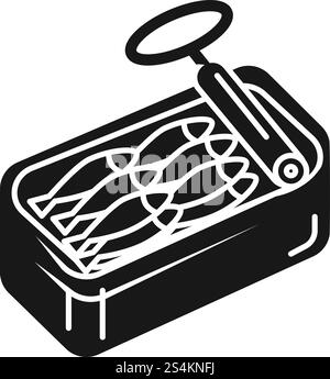 Icona Apri lattina di sardine. Semplice illustrazione della lattina aperta dell'icona vettoriale delle sardine per il web design isolata su sfondo bianco. Icona di sardine aperta, stile semplice Illustrazione Vettoriale