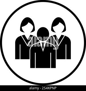 Il team aziendale e la relativa icona. Cerchio sottile design Stencil. Illustrazione Vettoriale. Illustrazione Vettoriale