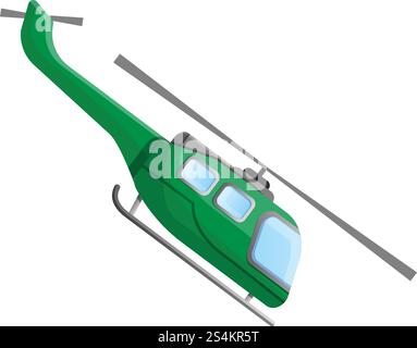 Icona dell'elicottero verde militare. Cartoni animati di un'icona vettoriale di elicottero verde militare per il web design isolato su sfondo bianco. Icona di elicottero verde militare, stile cartone animato Illustrazione Vettoriale