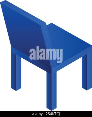 Icona sedia in plastica blu. Icona vettoriale isometrica della sedia in plastica blu per il design Web isolata su sfondo bianco. Icona blu della sedia in plastica, stile isometrico Illustrazione Vettoriale