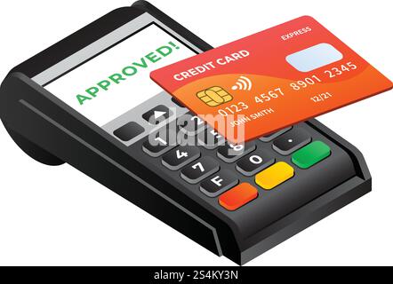 Icona di pagamento con carta approvata. Isometrico dell'icona del vettore di pagamento con carta approvato per la progettazione Web isolato su sfondo bianco. Icona di pagamento con carta approvata, stile isometrico Illustrazione Vettoriale