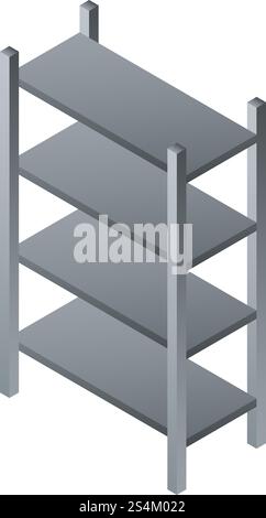Icona rack in metallo. Icona isometrica del vettore rack in metallo per la progettazione Web isolata su sfondo bianco. Icona rack in metallo, stile isometrico Illustrazione Vettoriale