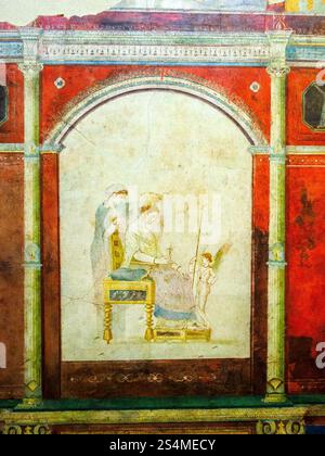 Muro affrescato da Villa della Farnesina - Museo Nazionale Romano di Palazzo massimo alle Terme - Roma, Italia Foto Stock