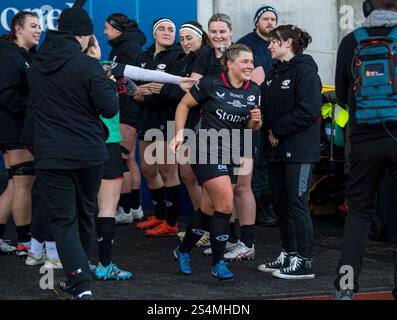 Londra, Regno Unito. 11 gennaio 2025. May Campbell of Saracens Women alla sua 150a apparizione nel club durante la Premiership Womens Rugby match tra Saracens Women e Leicester Tigers Women allo Stonex Stadium di Londra, Inghilterra, l'11 gennaio 2025. Foto di Phil Hutchinson. Solo per uso editoriale, licenza richiesta per uso commerciale. Non utilizzare in scommesse, giochi o pubblicazioni di singoli club/campionato/giocatori. Crediti: UK Sports Pics Ltd/Alamy Live News Foto Stock