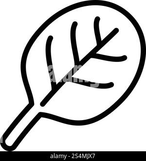 Icona della foglia di spinaci. Contorno dell'icona vettoriale delle foglie di spinaci per la progettazione Web isolata su sfondo bianco. Icona della foglia di spinaci, stile del contorno Illustrazione Vettoriale