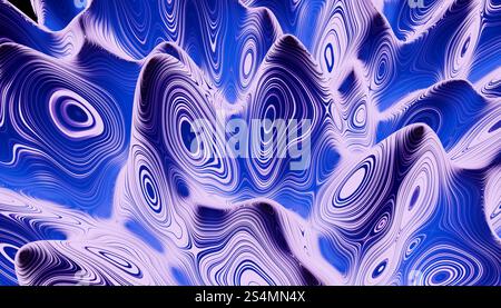 Uno sfondo 3D accattivante e senza interruzioni con accattivanti motivi vorticosi in sfumature di blu, ideale per i professionisti della creatività artistica e digitale Foto Stock