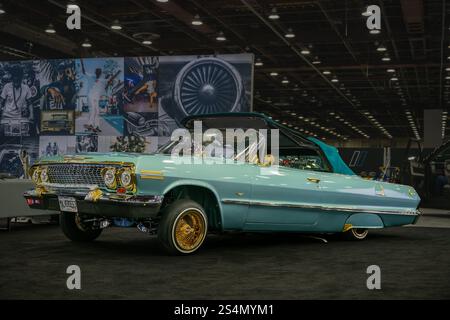 DETROIT, mi/USA - 10 GENNAIO 2025: "Malverde63", una Chevrolet Impala Lowrider car del 1963, North American International Detroit Auto Show (NAIAS). Foto Stock
