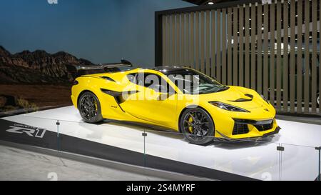 DETROIT, mi/USA - 10 GENNAIO 2025: Una Chevrolet Corvette ZR1 3LZ 2025, North American International Detroit Auto Show (NAIAS). Foto Stock