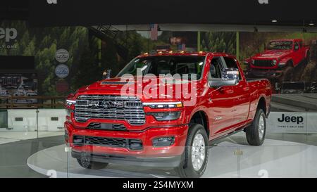 DETROIT, mi/USA - 10 GENNAIO 2025: A 2025 Dodge RAM 2500 Laramie Truck, North American International Detroit Auto Show (NAIAS). Foto Stock