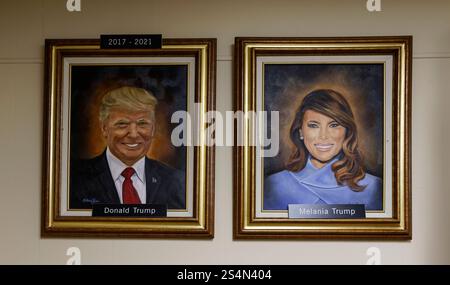Ritratto presidente Donald Trump First Lady Melania Trump Mohave Museum of History and Arts, sulla storica Route 66, Andy Devine Way, Kingman, Arizona Foto Stock