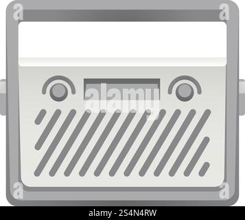 Icona della radio in acciaio. Cartone animato dell'icona del vettore radio in acciaio per il web design isolato su sfondo bianco. Icona della radio in acciaio, stile cartone animato Illustrazione Vettoriale