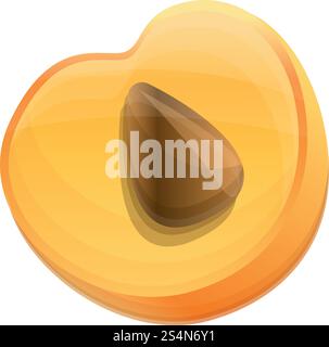 Icona albicocca tagliata. Cartoni animati dell'icona vettoriale albicocca tagliata per il web design isolato su sfondo bianco. Icona albicocca tagliata, stile cartone animato Illustrazione Vettoriale