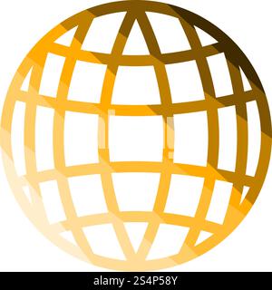 Icona a forma di globo. Schermo piatto a colori e design della scaletta. Illustrazione Vettoriale. Illustrazione Vettoriale