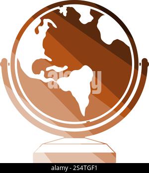 Icona a forma di globo. Schermo piatto a colori e design della scaletta. Illustrazione Vettoriale. Illustrazione Vettoriale