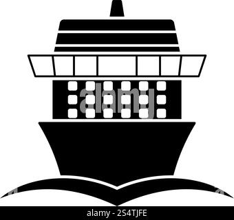 Crociera Icona Vista anteriore. Nero su bianco. Illustrazione Vettoriale. Illustrazione Vettoriale