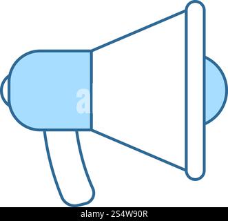 Promozione megafono icona. Linea sottile con riempimento blu Design. Illustrazione Vettoriale. Illustrazione Vettoriale