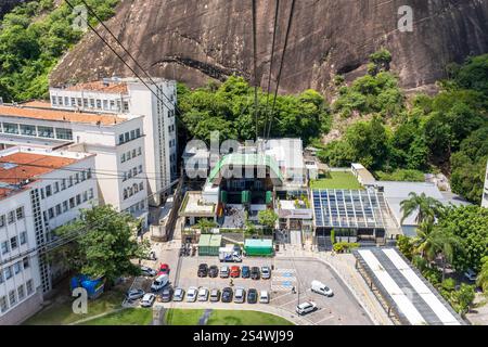 La funivia da Vermelha al Pan di zucchero, Rio De Janeiro, Brasile. Foto Stock